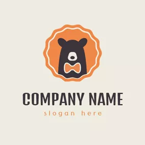 Children & Childcare Logo Orange Circle and Likable Bear logo design