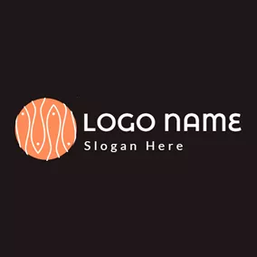 Sushi Logo Orange Circle and White Fish logo design