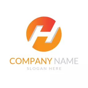 Letter Logo Orange Circle and White Letter H logo design