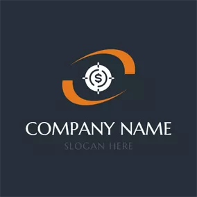 Trading Logo Orange Crescent and Black Dollar Sign logo design