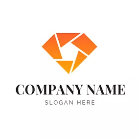 Wedding Photography Logo Orange Diamond Lens logo design