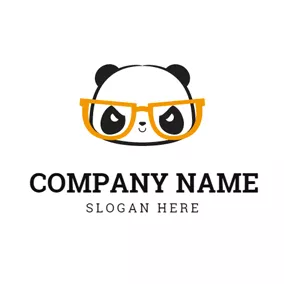 Children & Childcare Logo Orange Glasses and Likable Panda logo design
