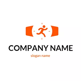 Time Logo Orange Man and Wrist Watch logo design