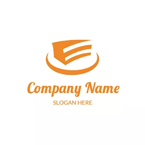 Cake Logo Orange Plate With Cake logo design