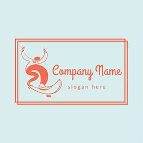 Skate Logo Orange Rectangle and Skate logo design