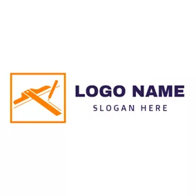 Construction Logo Orange Ruler and Pencil logo design