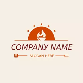 Flame Logo Orange Semicircle and Fire Flame logo design