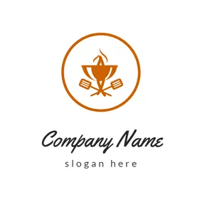 Food & Drink Logo Orange Slice and Hot Pot logo design