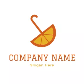 傘ロゴ Orange Slice Shape Umbrella logo design