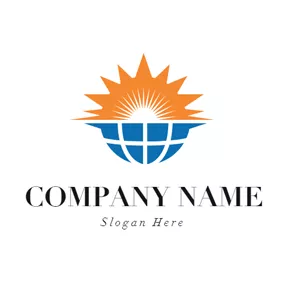 Science & Technology Logo Orange Sun and Blue Earth logo design