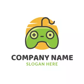Art - Orange Sun  & Cute Gamepad logo design