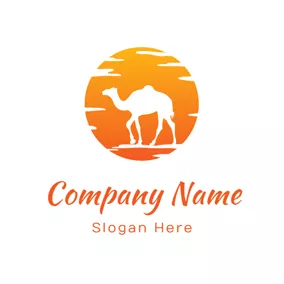 Travel & Hotel Logo Orange Sun and White Camel logo design