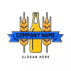 Food & Drink Logo Orange Wheat and Yellow Beer Bottle logo design