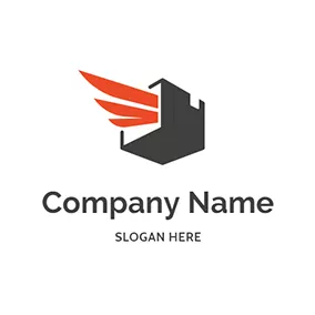 Transportation Logo Orange Wing and Black Box logo design