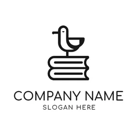 Library Logo Outlined Bird and Book logo design