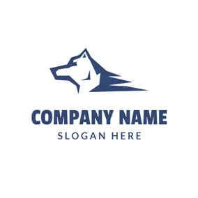 Brand Logo Outlined Blue Wolf logo design