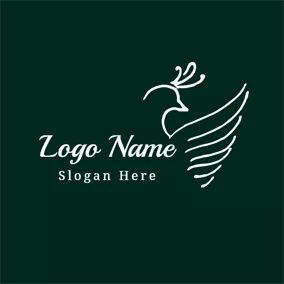 鳳凰Logo Outlined Green White Phoenix logo design