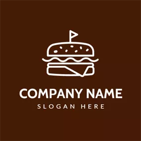 Burger Logo Outlined White and Maroon Burger logo design