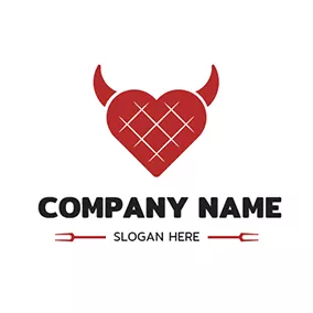 BBQ Logo Ox Horn Heart Meat Bbq logo design