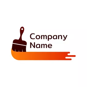 Art - Paint Brush  & Orange Paint logo design
