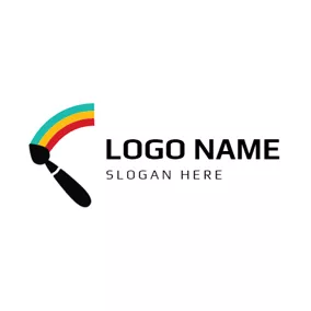 Rainbow Logo Paint Brush and Small Rainbow logo design