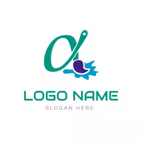 Brush Logo Paintbrush and Alpha Symbol logo design