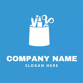 Pen Logo Pen Container Scissor Stationery logo design