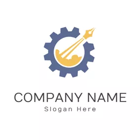 Science & Technology Logo Pen Nib and Gear Icon logo design