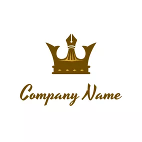 Emblem Logo Pen Point and Crown logo design