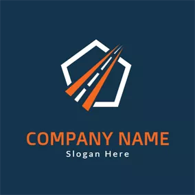 Pentagon Logo Pentagon and Road Icon logo design