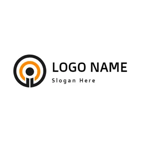 Abstract Logo Person Icon and Black Circle logo design