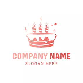 Cake Logo Pink and White Birthday Cake logo design