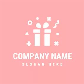 Birthday Logo Pink and White Birthday Present logo design