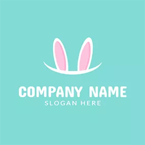 Children & Childcare Logo Pink and White Cartoon Rabbit logo design