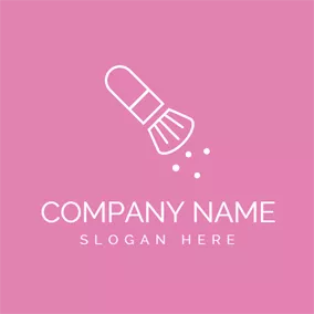 Fashion & Beauty Logo Pink and White Foundation Brush logo design