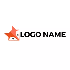 キツネのロゴ Pink and White Fox Head logo design