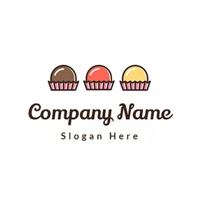 Bakery Logo Pink and Yellow Cupcake logo design