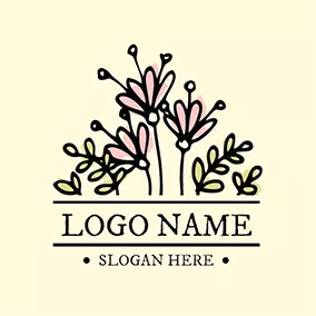 Name Logo Pink and Yellow Flower logo design