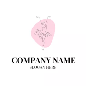 Logo De La Danse Pink Background and Ballet Dancer logo design