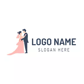 Bride Logo Pink Bride and Black Bridegroom logo design