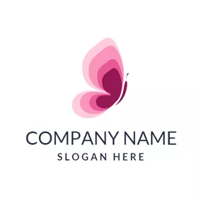 品牌Logo Pink Butterfly and Fashion Brand logo design