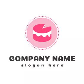 Bakery Logo Pink Circle and Cylindrical Cake logo design