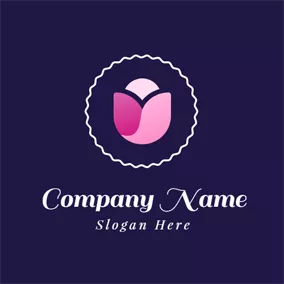Letter Logo Pink Flower and Letter U logo design
