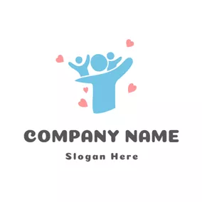 Non-profit Logo Pink Heart and Blue Family logo design