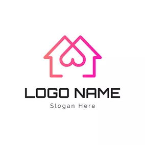 Life Logo Pink House With Heart logo design