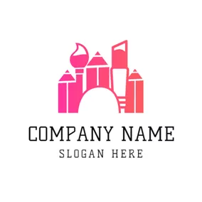 Artist Logo Pink Pencil and Brush logo design