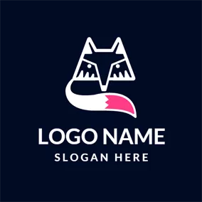 Club Logo Pink Tail and White Fox Head logo design