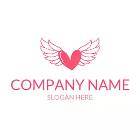 節日Logo Pink Wing and Heart Icon logo design