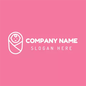 Children & Childcare Logo Pink Wrapped Baby logo design