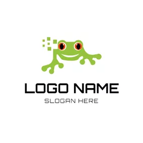 Foot Logo Pixel and Green Frog logo design